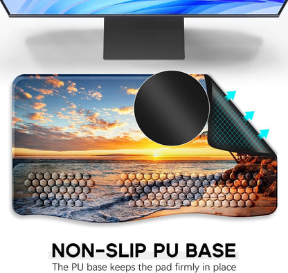 JIKIOU Keyboard Stand with Wrist Rest, Computer Keyboard Stand Pad with Non-Slip Base, Comfy Ergonomic Keyboard Riser Holder for Gaming Office Home 17.13x9.5 in Black