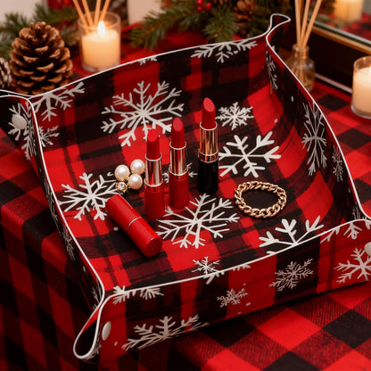 Tray Leather Valet Tray Forest Tree Reindeer Catchall Trays Key Organizer Night Stand Organizer Bedside Vanity Trays Decor for Entryway Table