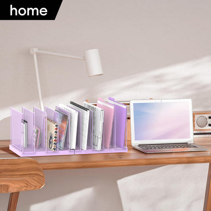 File Organizer for Desk, 5-Section Vertical File Sorter, Paper Holder Organizer Standing Metal File Folder for Office Home Classroom, Black