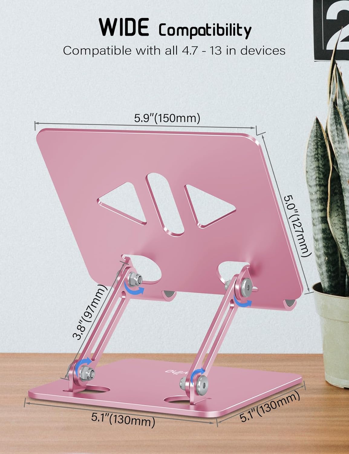 Aoviho Tablet Stand Holder for Desk, Adjustable Desktop Tablet Holder, Foldable Aluminum Tablet Mount for iPad pro 12.9, iPad Air Mini, Samsung Galaxy Tabs Z Fold Kindle Fire 4-12 inch Purple