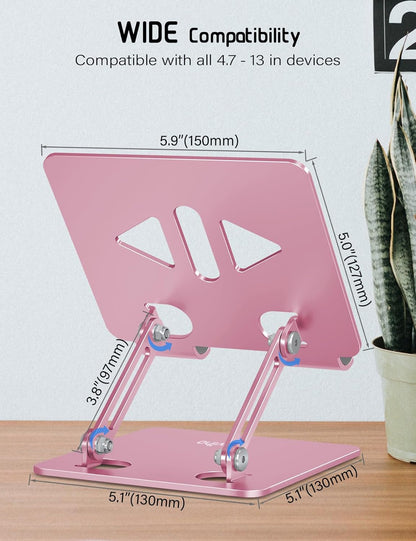 Aoviho Tablet Stand Holder for Desk, Adjustable Desktop Tablet Holder, Foldable Aluminum Tablet Mount for iPad pro 12.9, iPad Air Mini, Samsung Galaxy Tabs Z Fold Kindle Fire 4-12 inch Purple