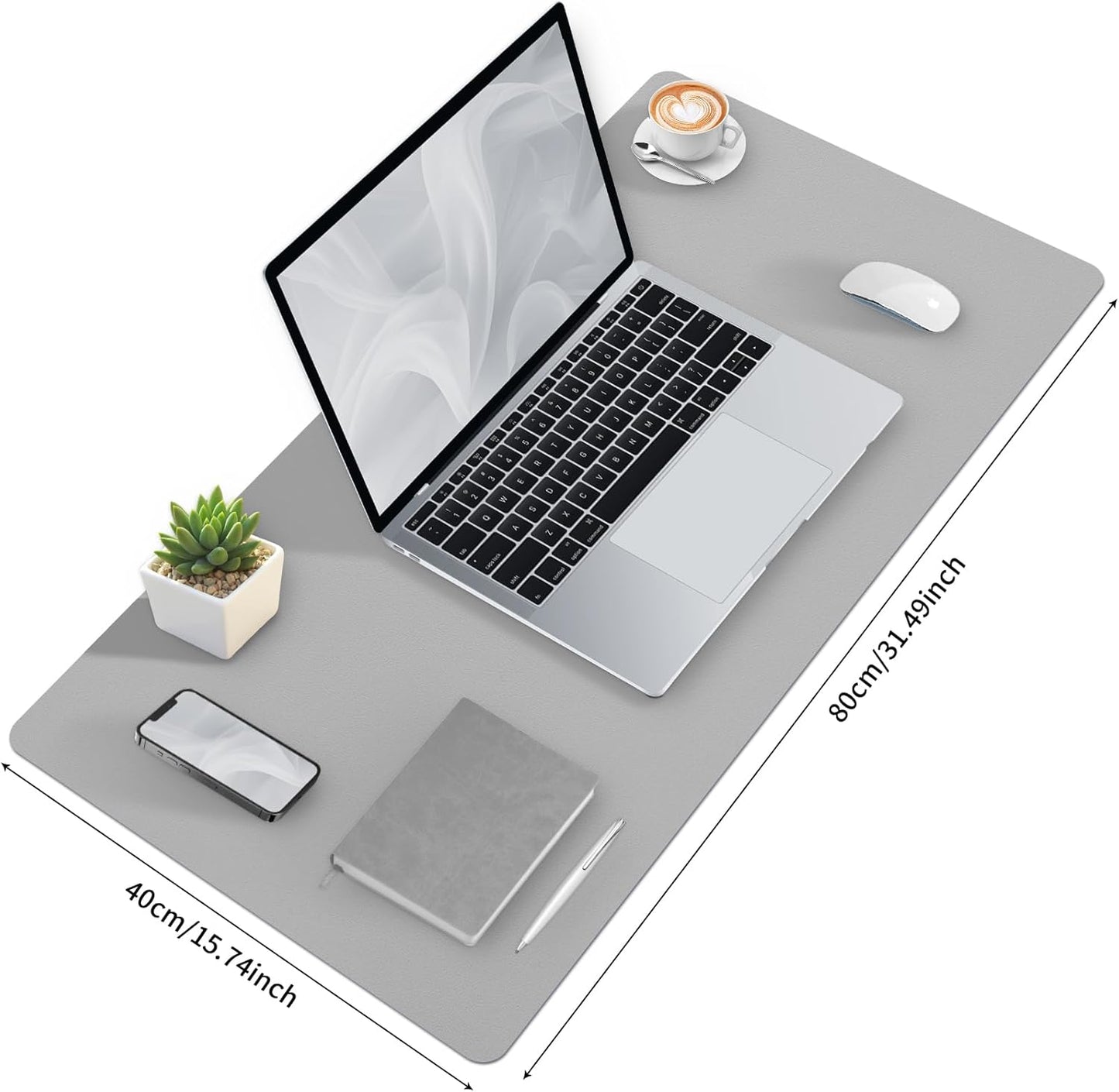 Bloss Leather Desk Pad and Keyboard Wrist Rest, Large Mouse Pad + Keyboard Pad+Mouse Wrist Support, Non-Slip Desk Mat Protector for Office, Home(31.5×15.7 Inches,Beige)