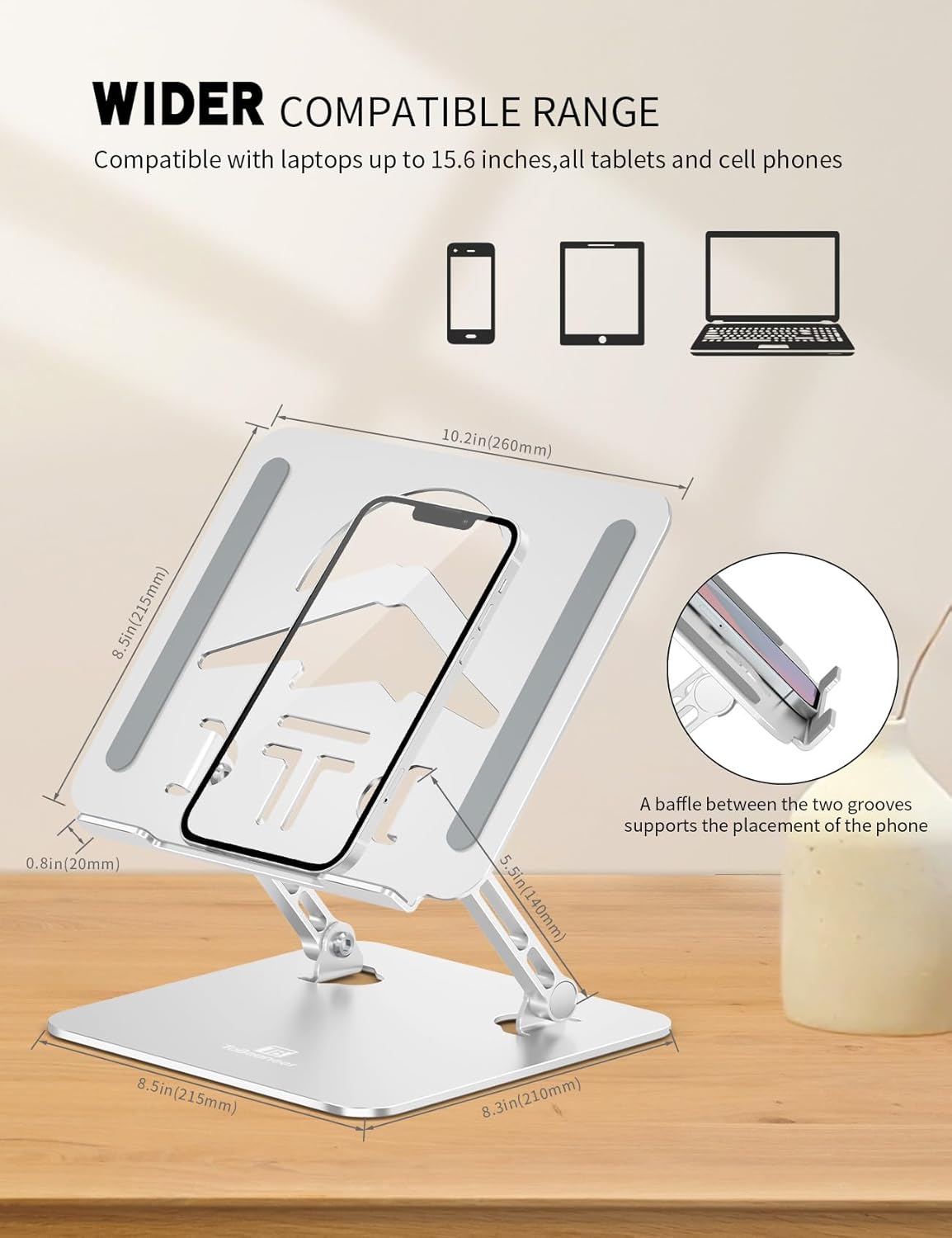 Laptop Stand, Ergonomic Adjustable Computer Stand for Collaborative Work, Foldable and Portable Heat Sink Computer Stands, Fits up to 15.6-inch Laptops (Orange)