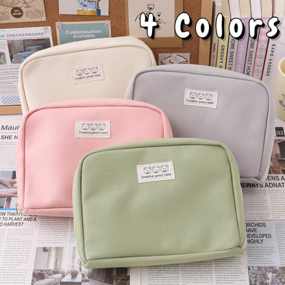 Fcteap Pencil Case Pouch Box Cute Kawaii Large Capacity Aesthetic Zipper Pen Holder Organizer Bag for Office Workspace Supplies Desk Accessories Travel (Green)