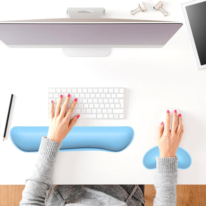 Dapesuom Keyboard Wrist Rest Set, Cute PU Leather Wrist Cushion for Computer Keyboard and Mousepad, Memory Foam Mouse Pad Rests Support with Non-Slip Base for Typing Pain Relief Laptop, Colonial White