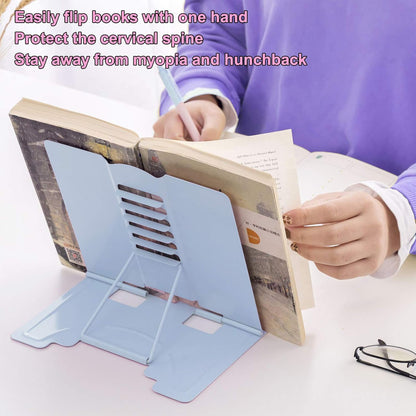 MSDADA Desk Book Stand Metal Reading Rest Book Holder Adjustable Cookbook Documents Holder for Recipes Textbooks Tablet Music Books, Mom Gifts, Gifts for Grandma Mom Mothers Day(Light Purple)