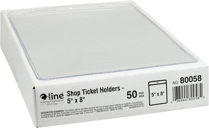 C-Line Vinyl Shop Ticket Holders, Both Sides Clear, 8.5 x 11 Inches, 50 per Box (80911)