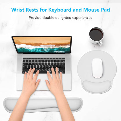 Dapesuom Keyboard Wrist Rest and Mouse Pad with Wrist Support, Cute Memory Foam Cushion for Keyboard and Mouse Set, Ergonomic Desktop Pad Rests with Non Slip Base for Easy Typing & Pain Relief, Pink