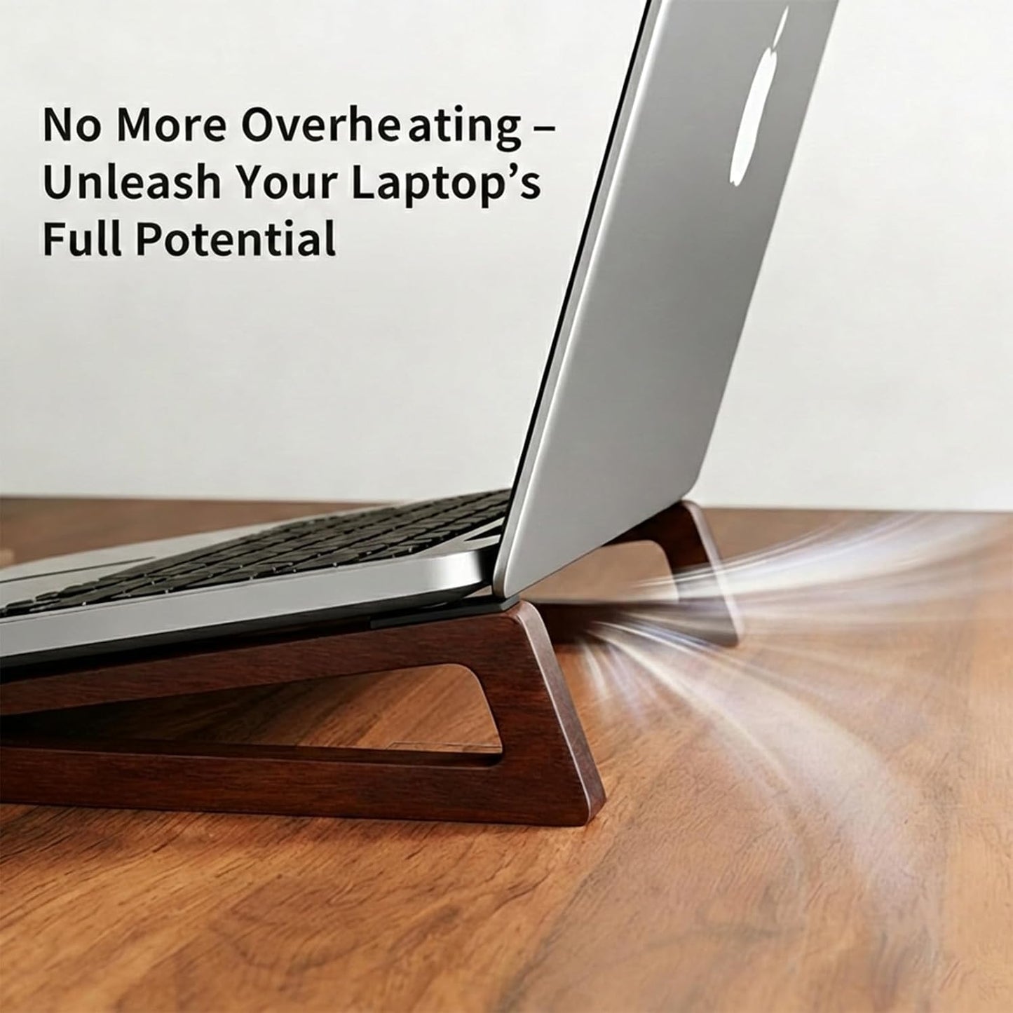 Bamboo Wooden Laptop Stand, Portable Wood Laptop Stand for Desk Tablet with Carry Pouch, Compact Travel Laptop Stand with Protective Silicone Pads, Suitable for Laptops and Tablets