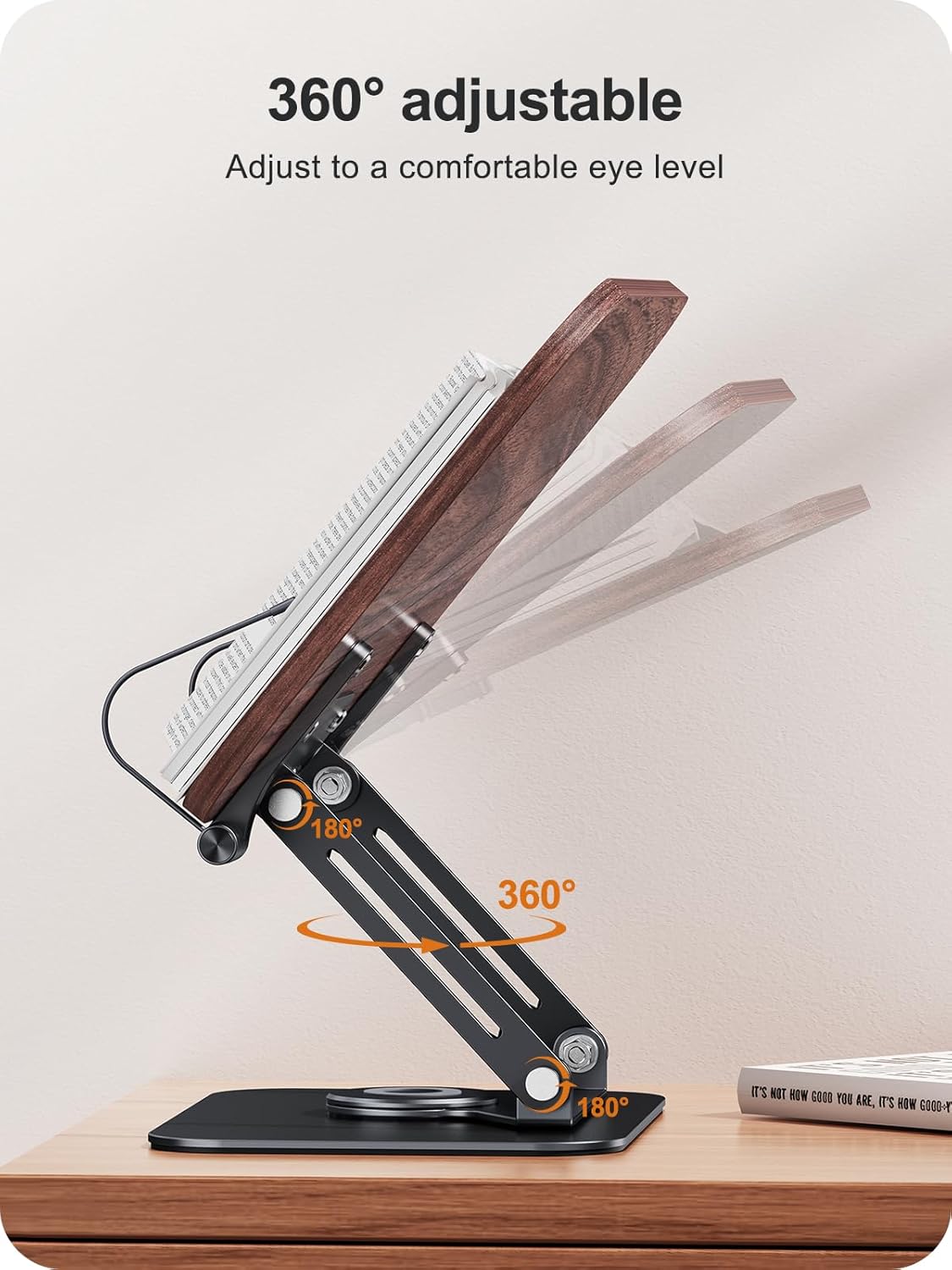MOKURU Book Stand for Reading, 360° Adjustable Book Holder, Foldable Book Holder Stand, Cookbook Stand, Textbook Stand, Bible Stand, Hands Rree Book Stand, Laptop Stand, Tablet Stand