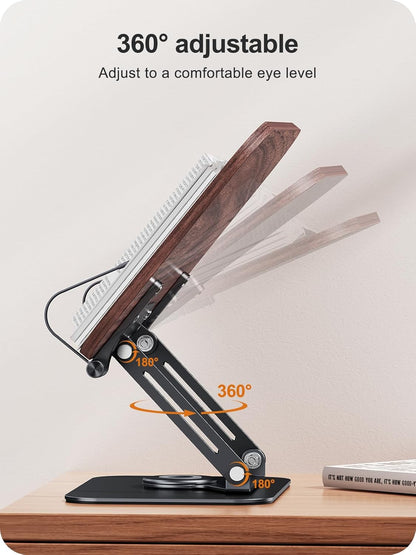 MOKURU Book Stand for Reading, 360° Adjustable Book Holder, Foldable Book Holder Stand, Cookbook Stand, Textbook Stand, Bible Stand, Hands Rree Book Stand, Laptop Stand, Tablet Stand
