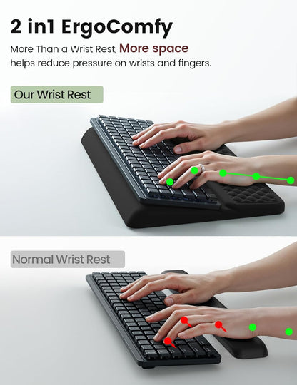 Vaydeer Wrist Rest with Keyboard Stand, Computer Wrist Support Pad, Ergonomic Keyboard Riser Holder Lifter Tray with Wrist Pad, Soft Memory Foam Desk Cushion, Palm Hand Typing for Office Home School