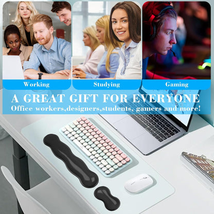 Gel Wrist Rest for Keyboard and Mouse, Wrist Rest for Keyboard, Mouse Wrist Support, Pain Relief, Cool Touch, Non-Skid, Keyboard and Mouse Wrist pad Set