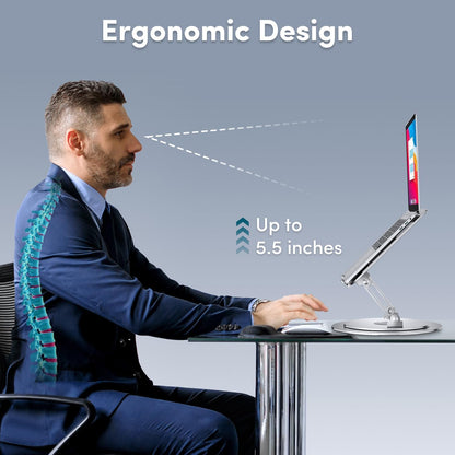 Lifelong Ergonomic Adjustable Laptop Stand for Desk - Height Up to 20" Portable Computer Laptop Riser Holder, Fits All MacBook Air & 10 15 17 Inches Laptops, Back to School Gift for Men & Women