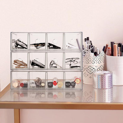 Stackable Organizer Acrylic Storage Drawers, Suitable for Desktop Storage, Office Supplies, Cosmetics, Stationery, Jewelry, Accessories (3)