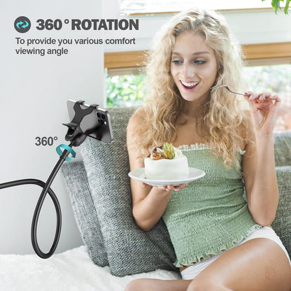 Gooseneck Phone Holder for Bed, Flexible Lazy Arm Cell Phone Holder 360 Adjustable Clamp Bracket Mount Desk for iPhone 14 Pro Max Plus 13 12 Pro Max Mini 11 Pro Xs XR X 8 Samsung S22 S21 Phones