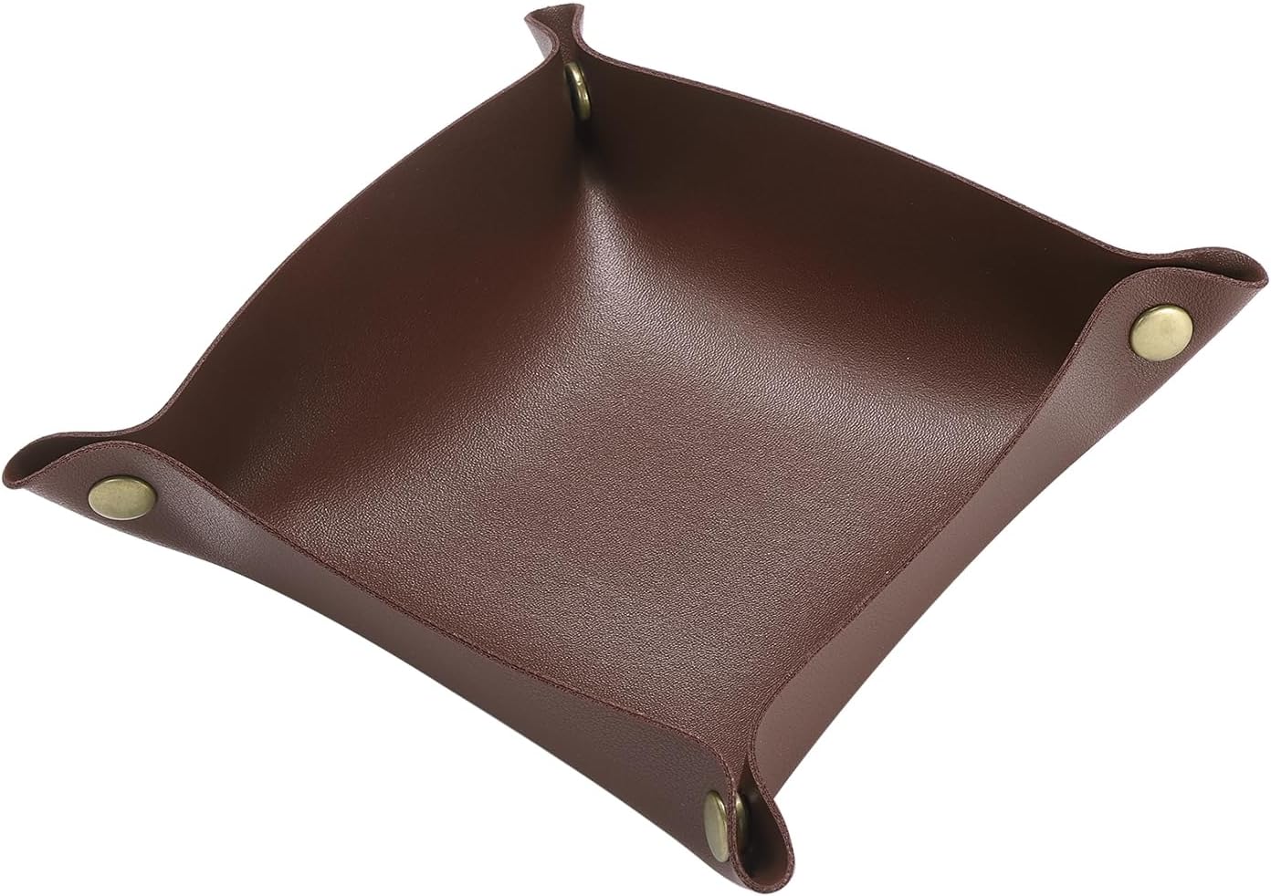 HARFINGTON PU Leather Valet Tray Unisex Folding Small Catchall Tray Portable Entryway Table Tray Nightstand Bedside Desk Tray for Key Wallet Watch Coin Jewelry Dice, Gray