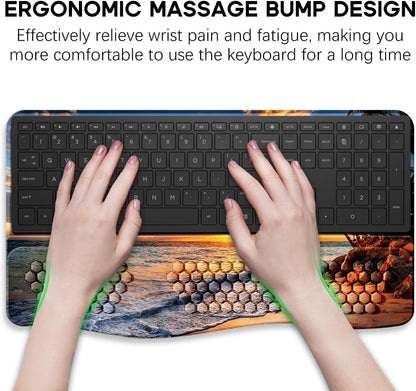 JIKIOU Keyboard Stand with Wrist Rest, Computer Keyboard Stand Pad with Non-Slip Base, Comfy Ergonomic Keyboard Riser Holder for Gaming Office Home 17.13x9.5 in Black