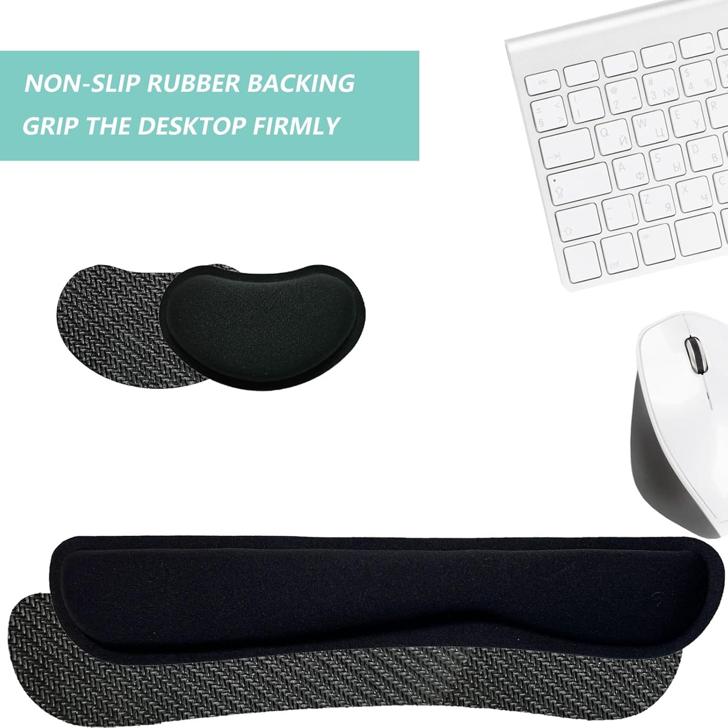 Keyboard Wrist Rest Mouse Wrist Support Set, Memory Foam Wrist Rest Pad for Computer Laptop Keyboard Mouse, Ergonomic Wrist Cushion Support for Typing Pain Relief, Gaming Home Office, Purple