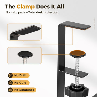 Under Desk Cable Management Tray White, Cinati Wire Organizers No Drill, Cable Tray with Clamp for Wire Management, Cord Organization Box for Office, Home - No Damage to Desk