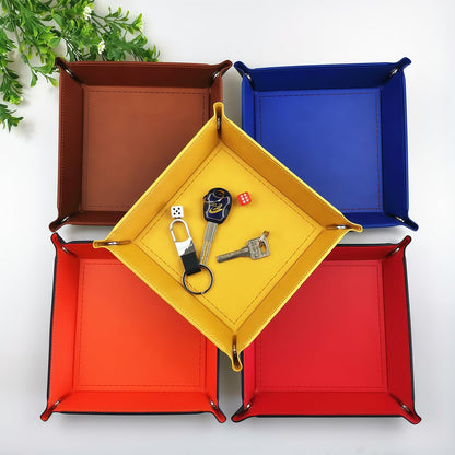 siduater Valet Tray Desktop Storage Organizer, Vegan Leather Catchall Bedside Vanity Tray Nightstand Caddy Holder for Remote Controller, Watch, Keys, Phone, Wallet, Sunglasses, Jewelry - Map