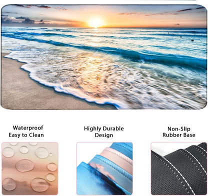 4-in-1 Large Mouse Pad, Keyboard Wrist Rest Pad & Wrist Support Mousepad Set, Extended Desk Pad Waterproof Desk Mat for Home Office Study Game