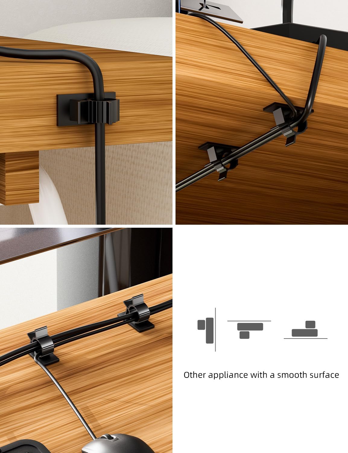 Viaky 30 Pcs Black Clips Self Adhesive Backed Nylon Wire Adjustable Cable Clips Adhesive Cable Management Drop Wire Holder