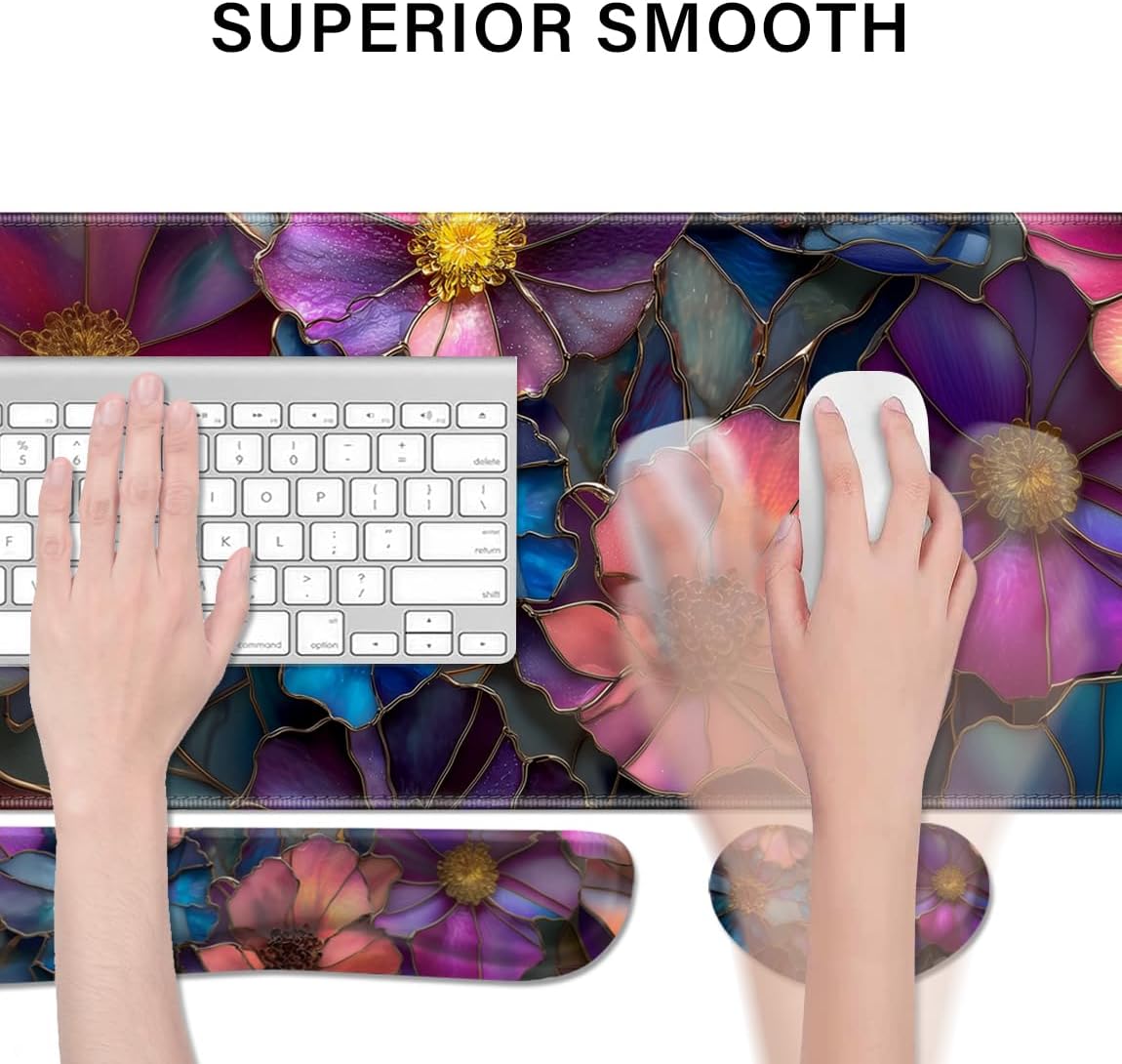 Desk Pad and Keyboard Wrist Rest, Large Mouse Pad + Keyboard Pad+Mouse Wrist Support, Non-Slip Desk Mat Protector for Office, Home 31.5×11.8 Inches Anime Dragon