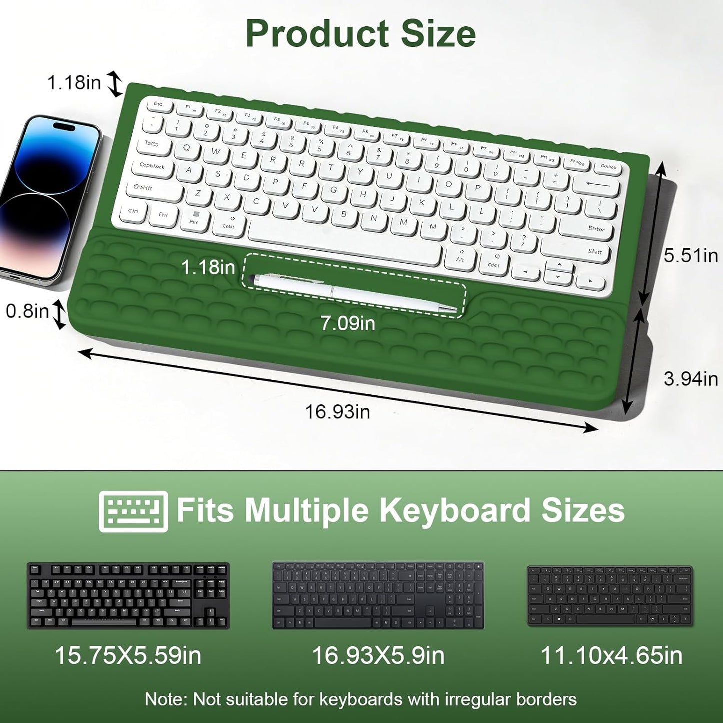 Keyboard Stand with Wrist Rest, Computer Keyboard Pad with Wrist Support, Ergonomic Keyboard Riser Holder Lift Tray, Soft Memory Foam Desk Wrist Pad for Office, Home, School - Black