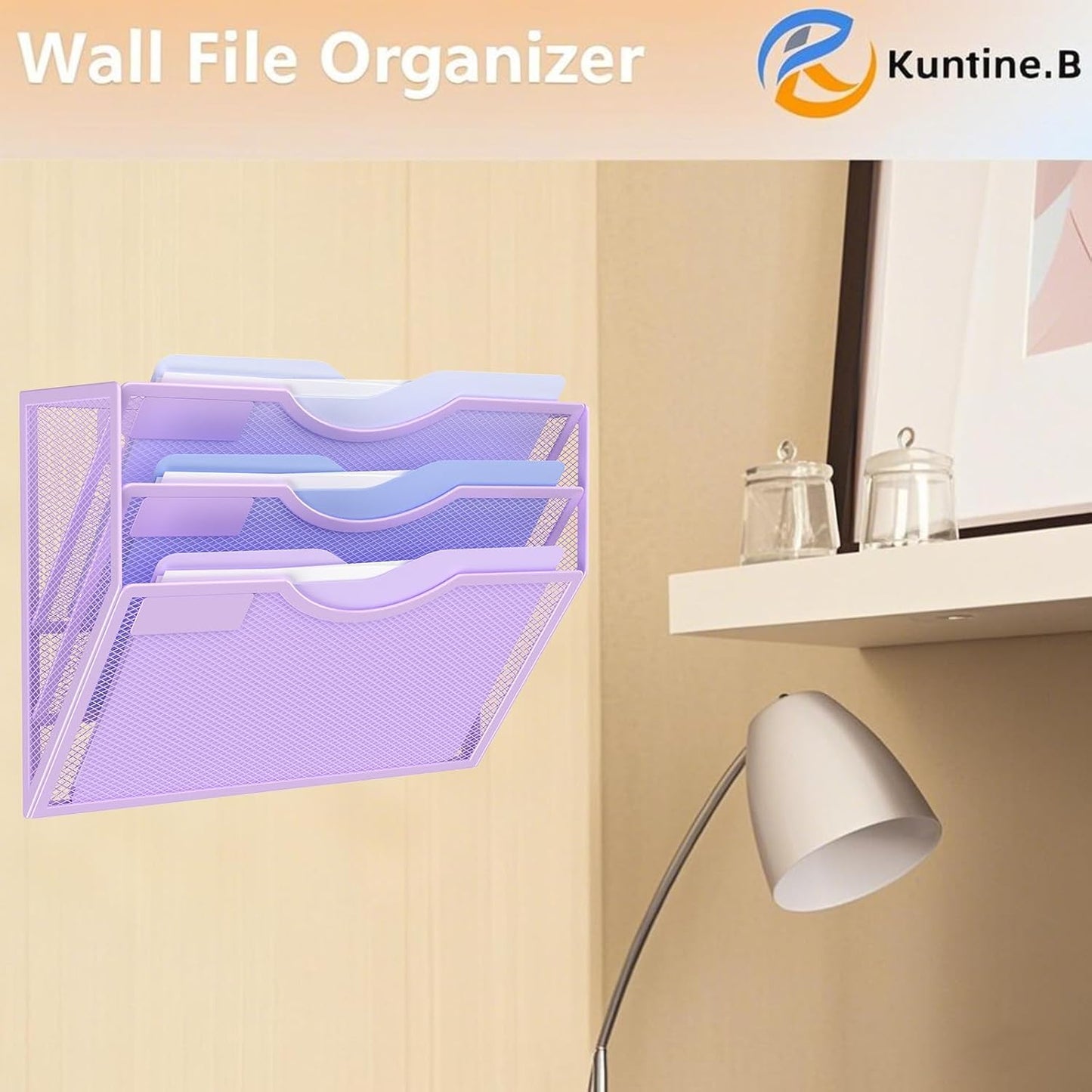 Kuntine.B Wall File Organizer Office Hanging Magazine Holder Wall File Organizer for Office Home (Black, 5 Tier)
