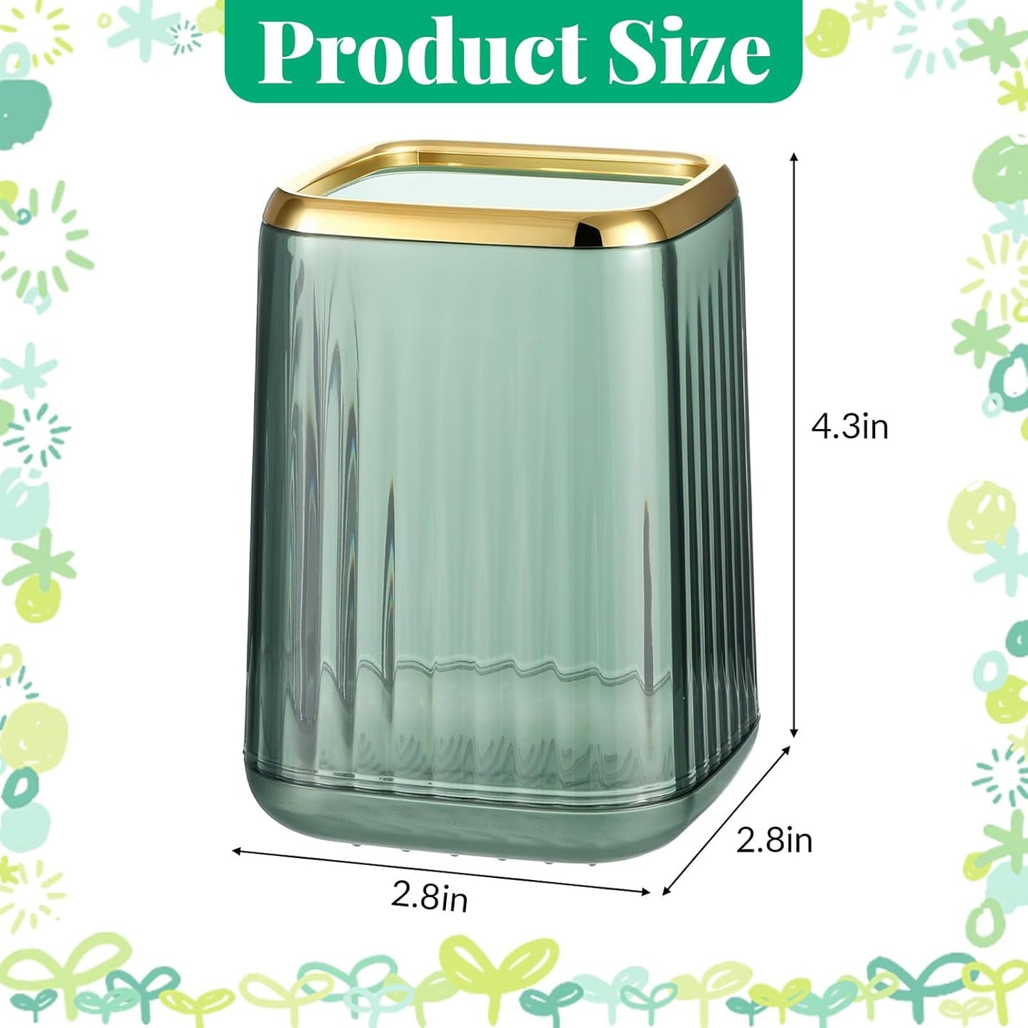 Pen Holder for Desk, Cute Pen Holder Clear Makeup Brush Holder Pencil Organizer Pencil Cup Desk Accessories for Bathroom Countertop Office Home Supplies School (Green)