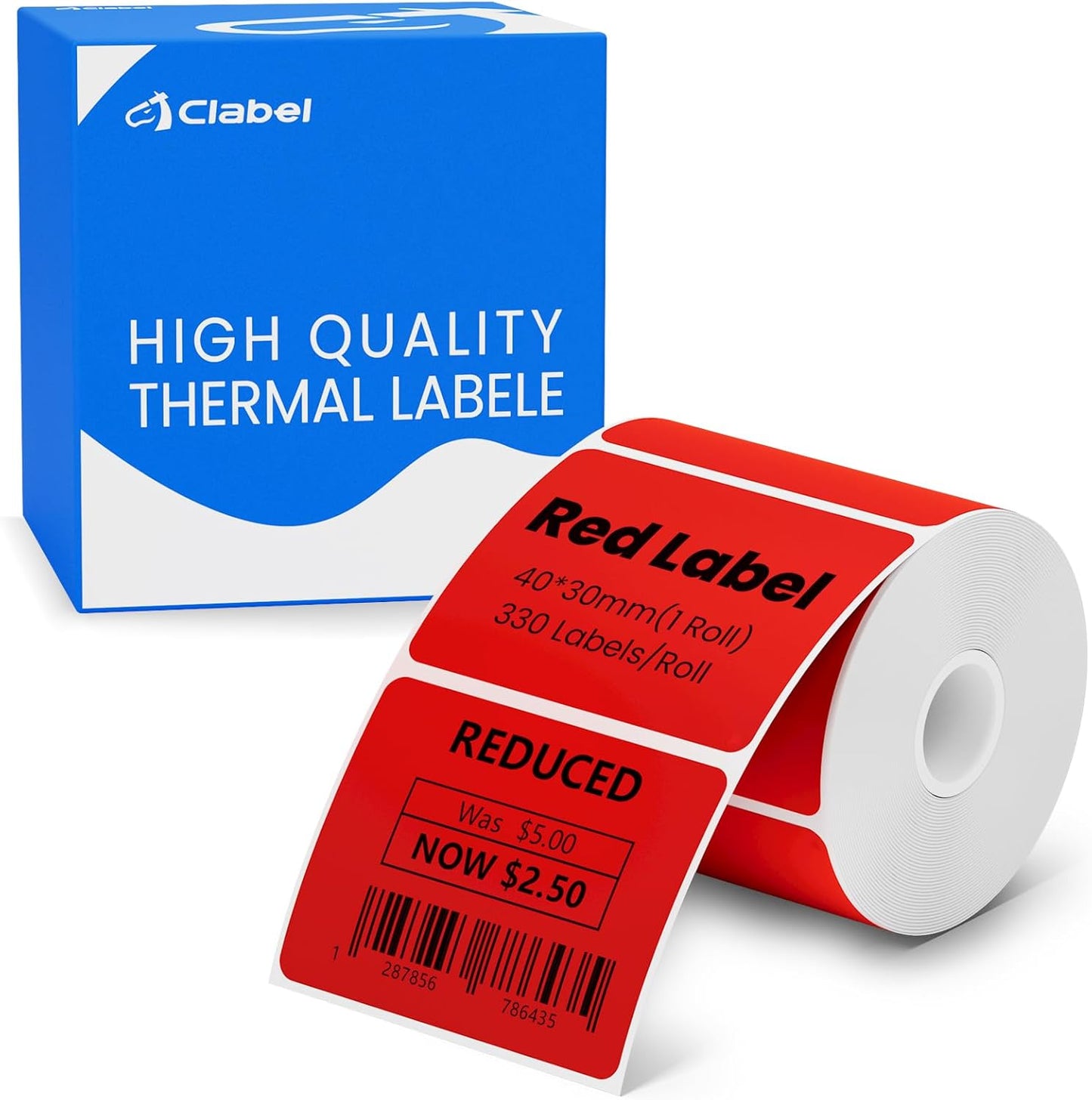 Clabel Printable White Cable Labels 6 Rolls of Thermal Self-Adhesive Paper Labels Tape, 25x78mm (1"x3") 100 Sheets Per Roll, Black Print on White Sticker Tags Durable