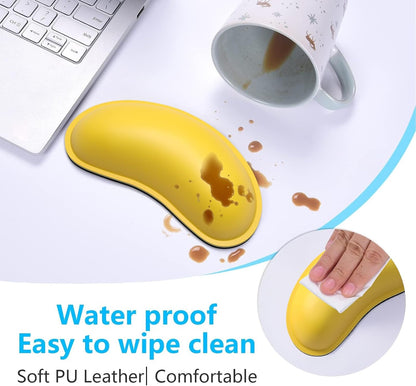 Dapesuom Keyboard Wrist Rest Set, Cute PU Leather Wrist Cushion for Computer Keyboard and Mousepad, Memory Foam Mouse Pad Rests Support with Non-Slip Base for Typing Pain Relief Laptop, Colonial White