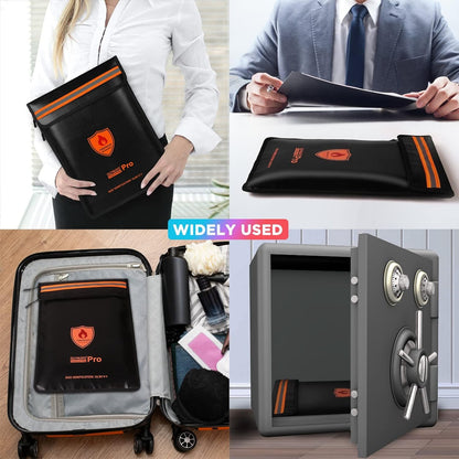 Fireproof Document Bag - Waterproof Fireproof Money Bag with Zipper for Cash/Important Documents/Valuables (Seal Protection), 15x11" (A4 Size), Fire Safe Envelope Bag with Reflective Strip