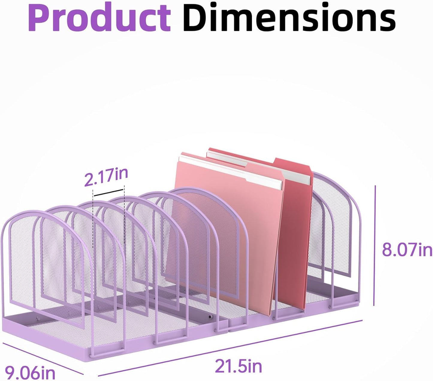 SUPEASY File Organizer for Desk, 5-Section Mesh Desk Organizer, Vertical File Holder Desktop Organizer File Sorter, File Folder Holder for Office Supplies, Black