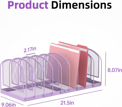 SUPEASY File Organizer for Desk, 5-Section Mesh Desk Organizer, Vertical File Holder Desktop Organizer File Sorter, File Folder Holder for Office Supplies, Black