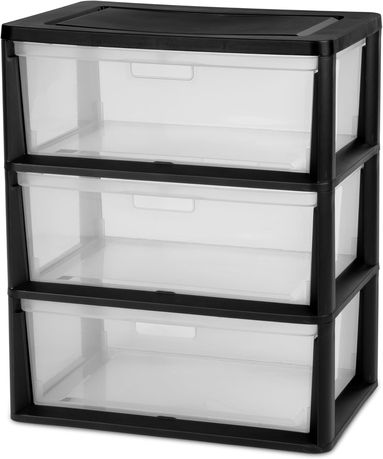 3-Drawer Storage Tower with Removable Clear Plastic Bins, Tool-Free Assembly, Multiple Sizes for Home Office (15.7"W)