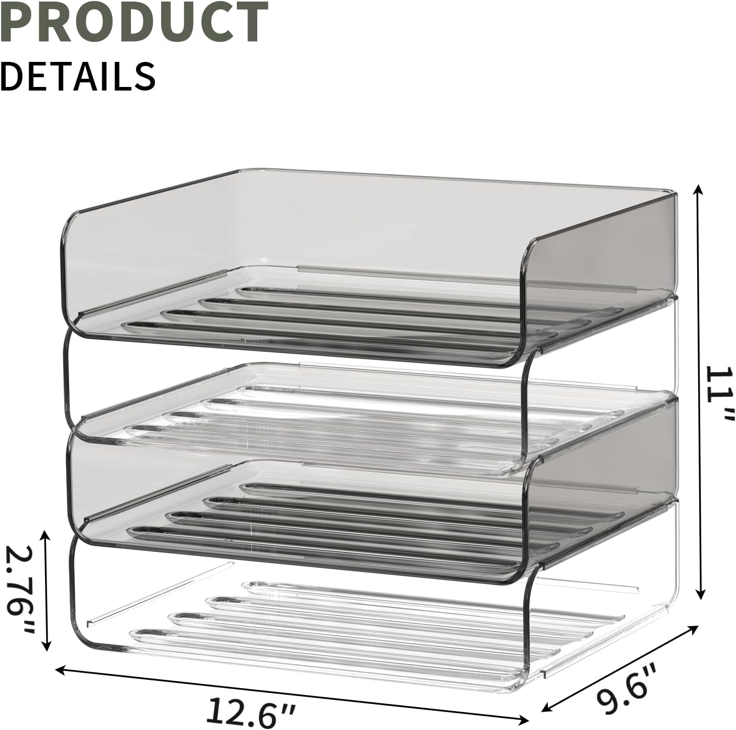 FANXIYQ 4-Tier Acrylic Paper Tray Organizer - Low-Profile Desk File Sorter for Office/Home, Clear Stackable Letter Tray for Bills, Crafts, Notebooks