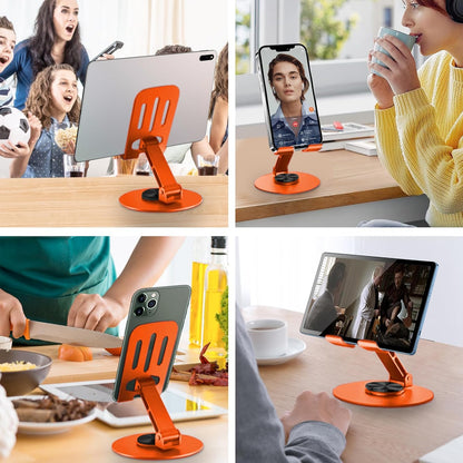 Universal Metal Cell Phone Stand, Multi-Angel Adjustable 360° Rotation Non-Slip Metal Phone Stand Compatible with iPhone 17 16 Pro Max and All Smartphones (Purple)