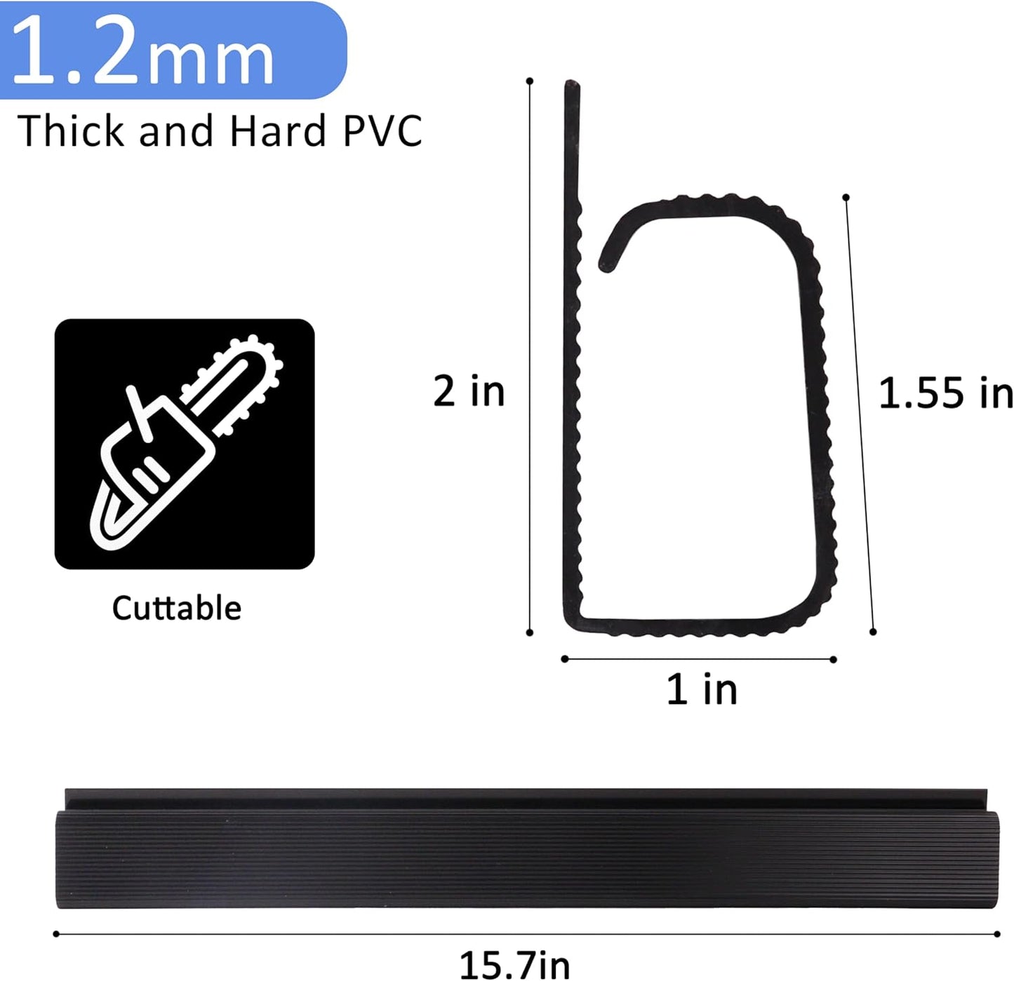 Adhesive Under Desk Cable Management, No-Screw Cable Organizer, Easy Install Cord Hider, Black