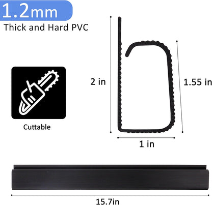 Adhesive Under Desk Cable Management, No-Screw Cable Organizer, Easy Install Cord Hider, Black