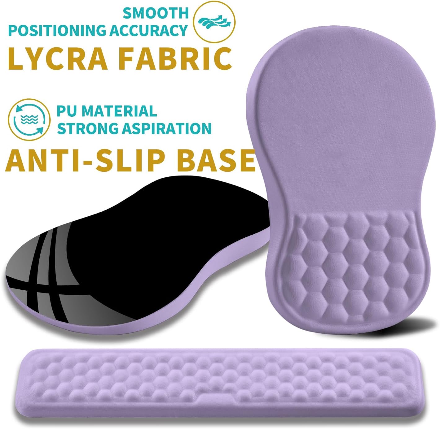 Hokafenle 2 in 1 Ergonomic Mouse Pad Wrist Support & Wrist Rest for Computer Keyboard Set, with Relieve Carpal Tunnel Pain Massage Bulge and Full Memory Gel Design (2In1 Set, Light Green)