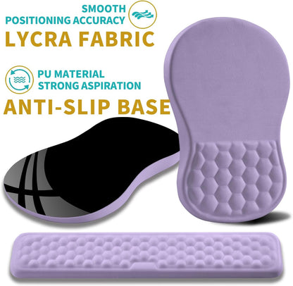 Hokafenle 2 in 1 Ergonomic Mouse Pad Wrist Support & Wrist Rest for Computer Keyboard Set, with Relieve Carpal Tunnel Pain Massage Bulge and Full Memory Gel Design (2In1 Set, Light Green)