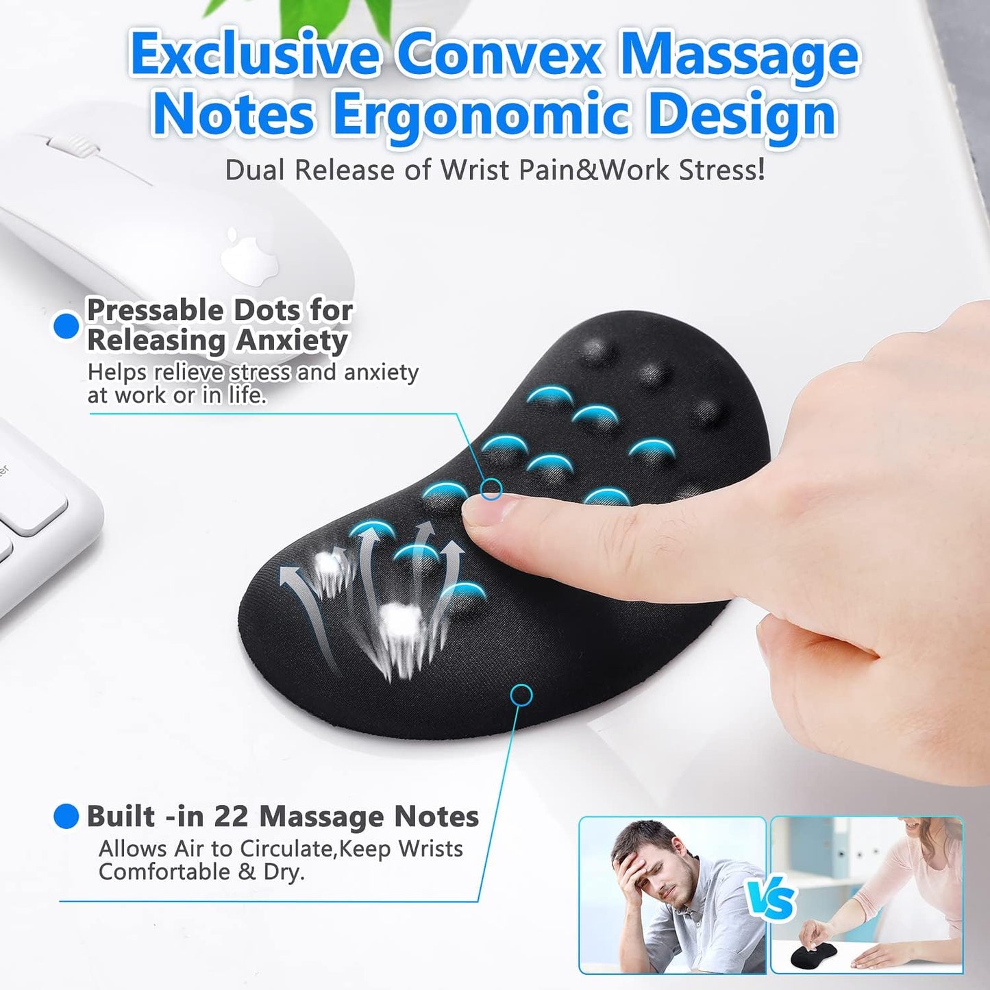 Gimars Upgrade Enlarge Silky and Superfine Fabric Gel Memory Foam Keyboard Wrist Rest Set, Ergonomic Keyboard Mouse Wrist Support for Typing Pain Relief, Comfort for Office, Gaming, Computer