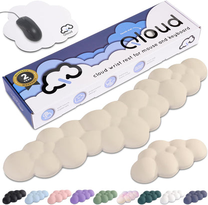 Cloud Keyboard Wrist Rest – Create-ables Qloud Cloud Wrist Rest for Computer Keyboard and Mouse, Ergonomic Memory Foam Wrist Pad with Non-Slip Base, Includes Cloud Mouse Pad – White