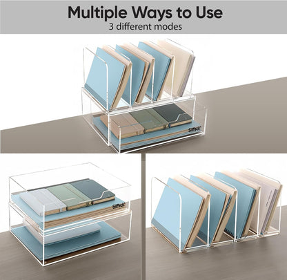 Silreck® Clear Acrylic File Organizer for Desk – Desktop Document Holder for A4 & Letter Size Papers, Sturdy Acrylic to Keep Office & Home Documents Neat
