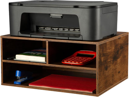 EMERIT Printer Stand Shelf with Storage Wood Desk Paper Organzier for Home/Office,Printer Riser, 2 Tire
