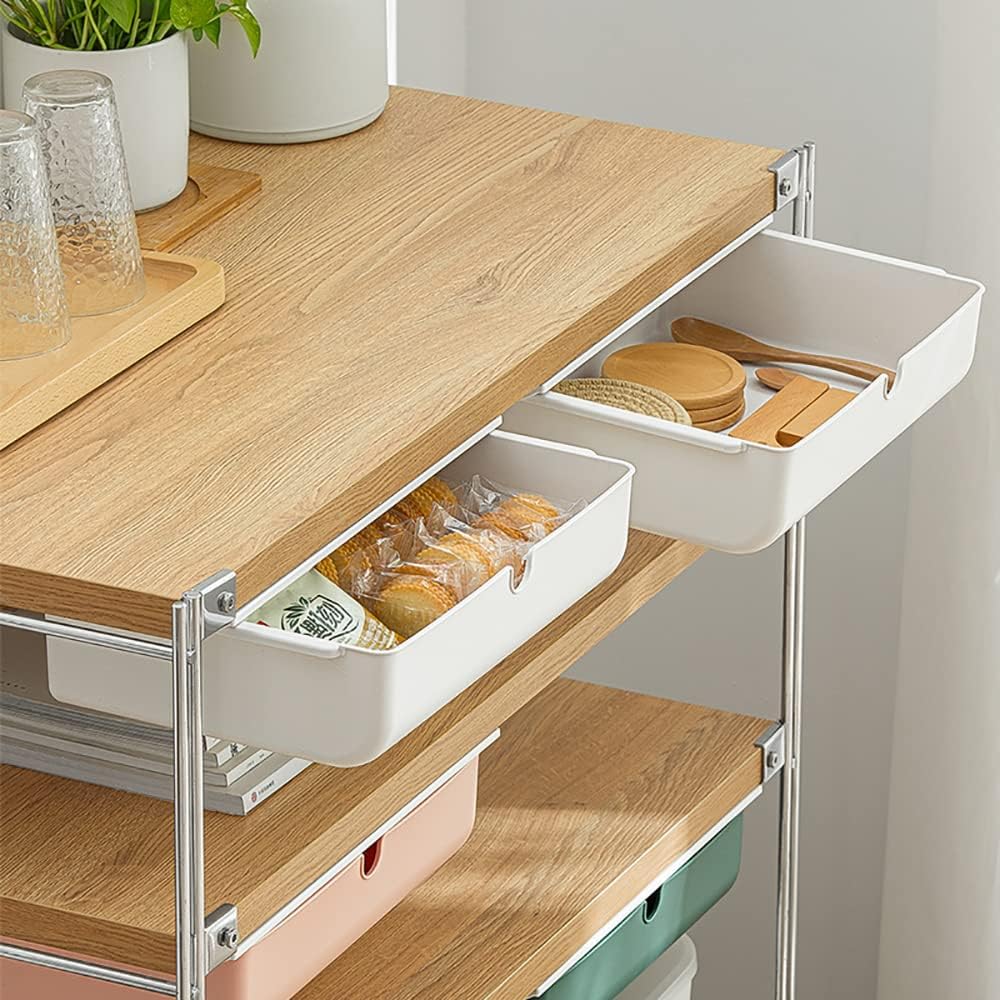 Under Desk Drawer, 2 Pack Large and Medium Hidden Self-Adhesive Under Desk Organisers for Storage of Cutlery, Office Supplies, Stationery and Cosmetics (White-2)