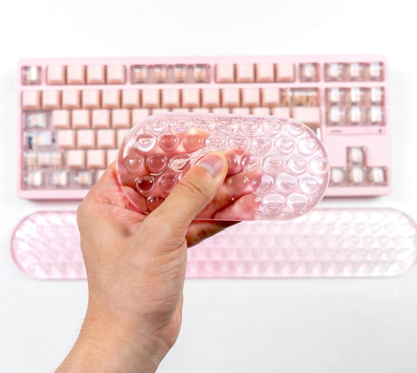 Ergonomic Gel Keyboard and Mouse Wrist Rest Set – Pink Wrist Rest for Computer Keyboard 75% 80%, Comfort & Support for Typing and Gaming