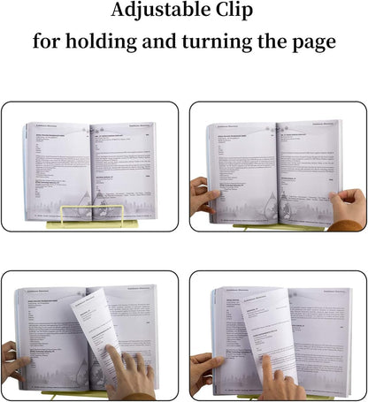 MSDADA Desk Book Stand Metal Reading Rest Book Holder Adjustable Cookbook Documents Holder for Recipes Textbooks Tablet Music Books, Mom Gifts, Gifts for Grandma Mom Mothers Day(Light Purple)